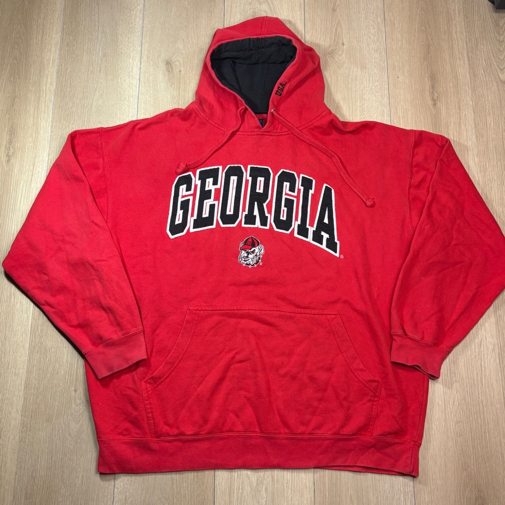 Old Varsity Brand Georgia Bulldogs Junkyard Dog Hoodie Red 3XL UGA Sweatshirt